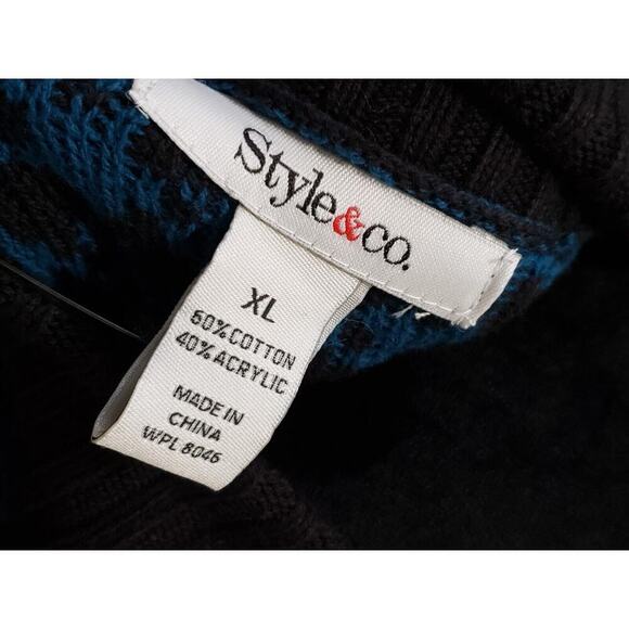 Style & Co. Women's Blue Knit Houndstooth Short Sleeve V Neck Sweater Dress XL - Picture 12 of 15